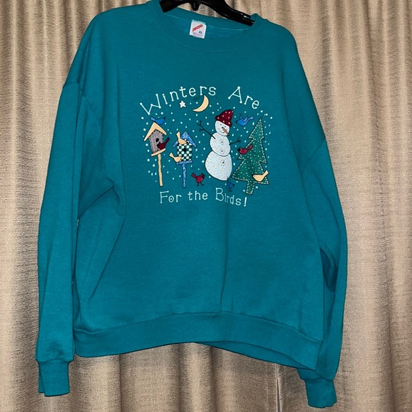 Vintage Christmas Sweat Shirt “Winters are for the Birds” Womens Size XL - Picture 4 of 12